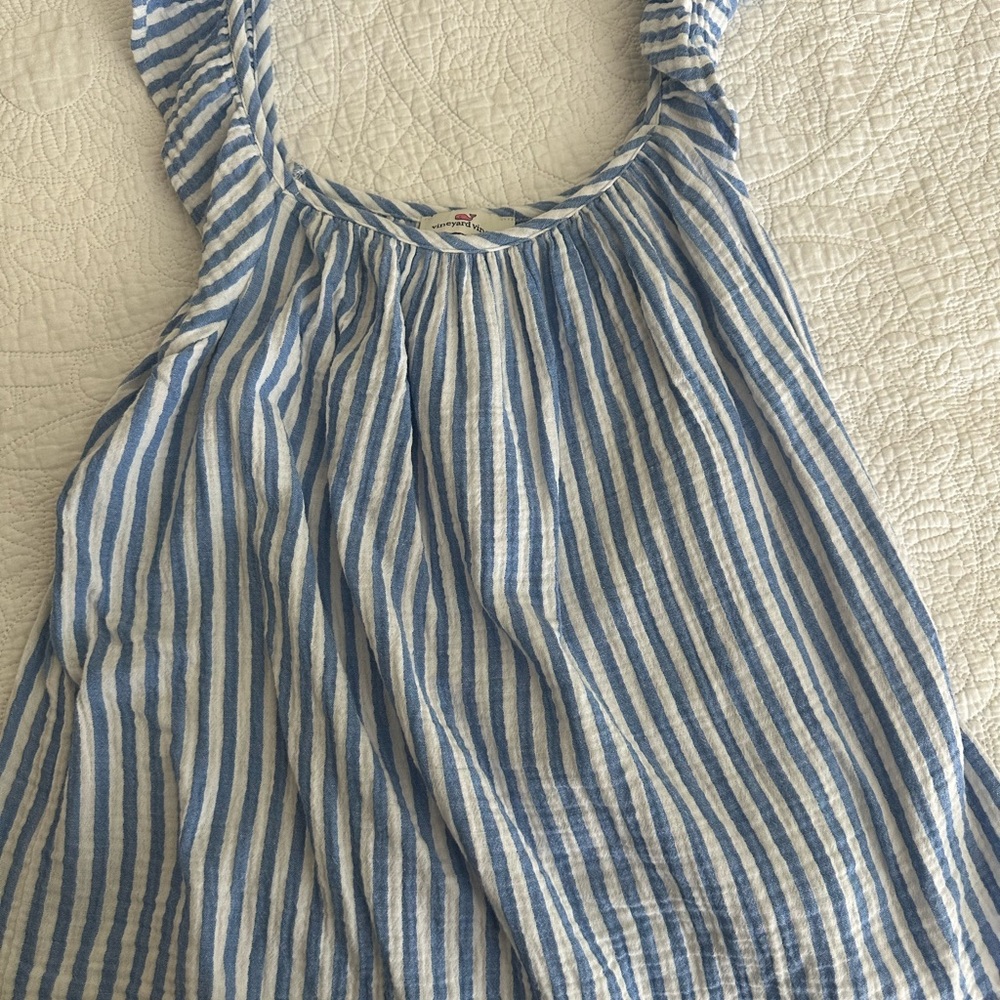 Blue and White Striped Kids Top